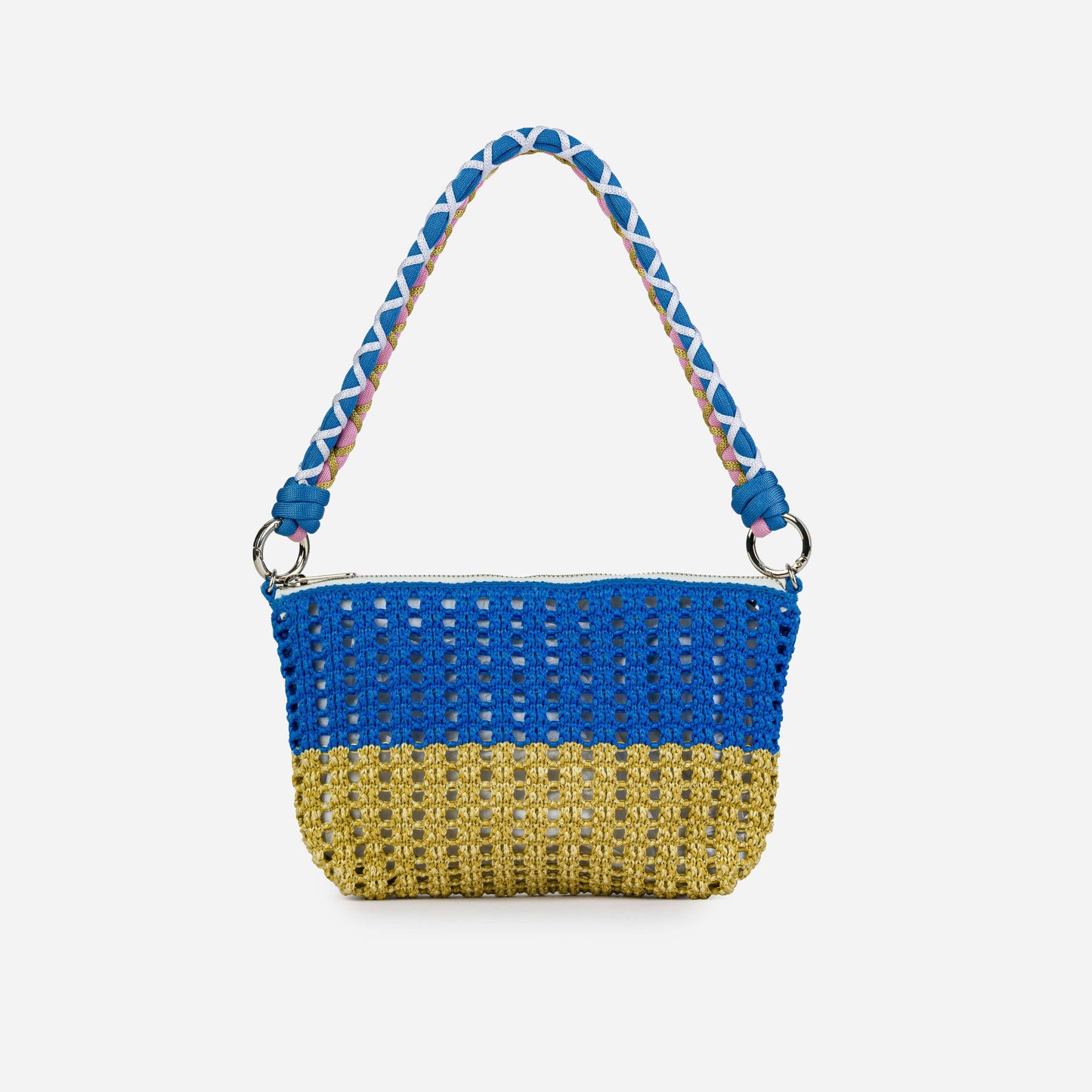VERLOOP | knits - Colorblock Raffia Zip Bag: Poppy Lilac
