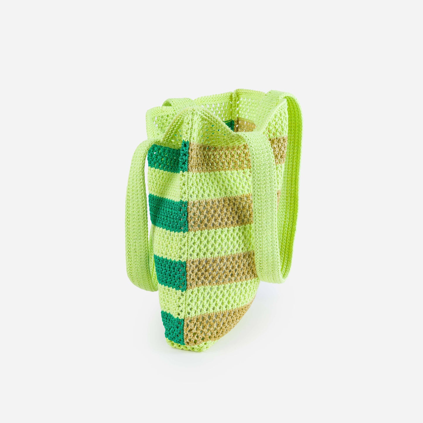 VERLOOP | knits - Stripe Raffia Tote: Lime Green