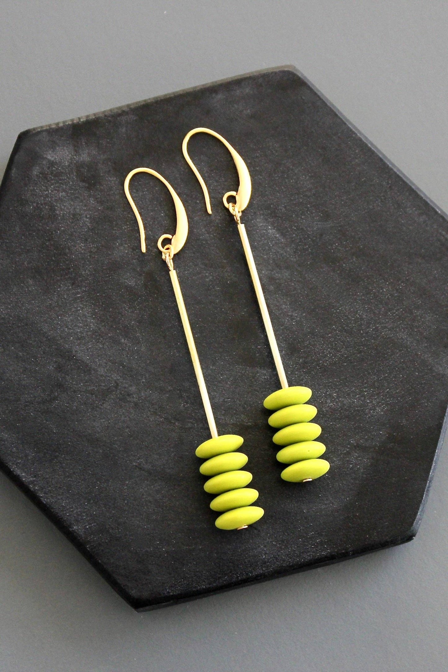 David Aubrey Jewelry - KYLE57 chartreuse discs geometric earrings