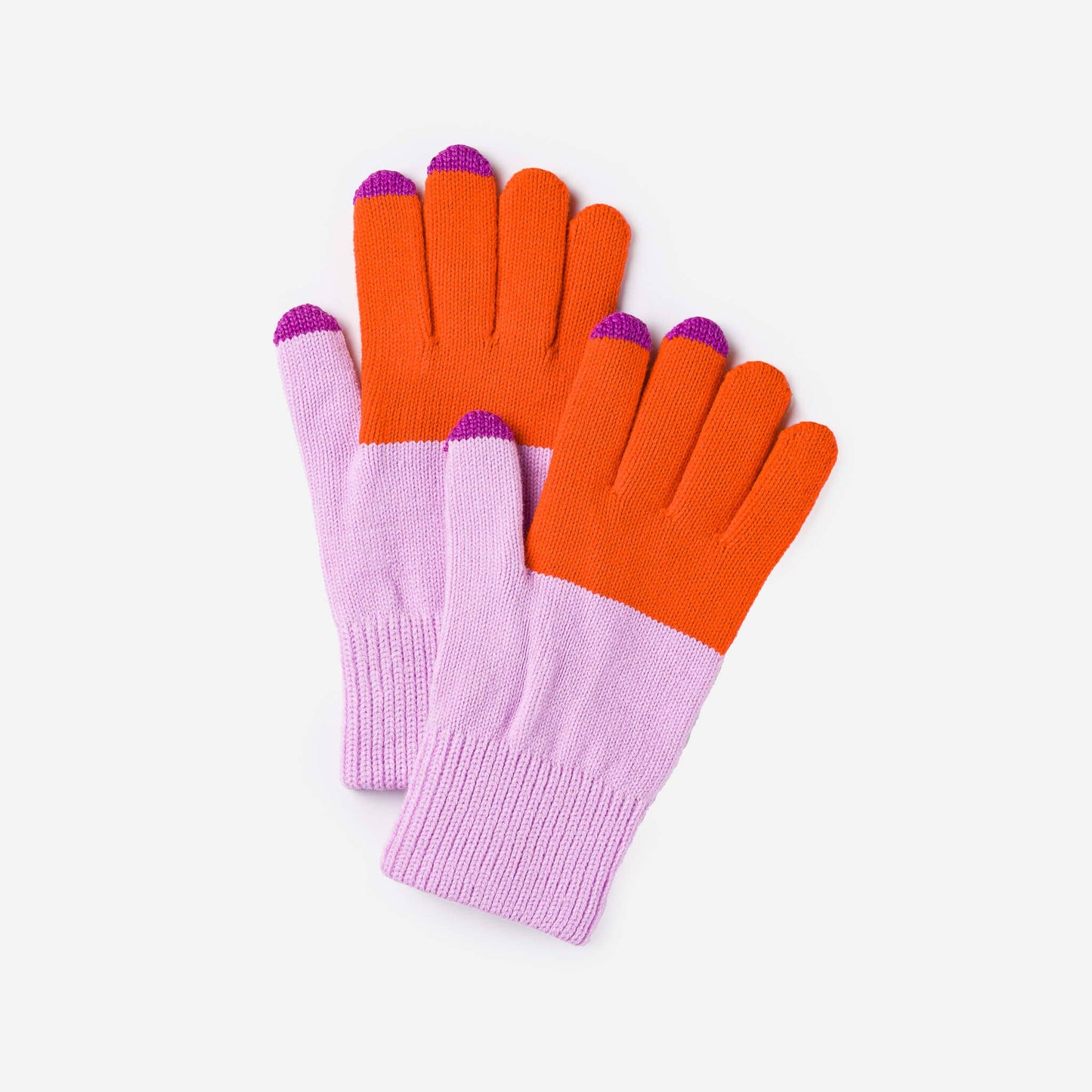 VERLOOP | knits - Colorblock Knit Touchscreen Gloves: Teal Lilac