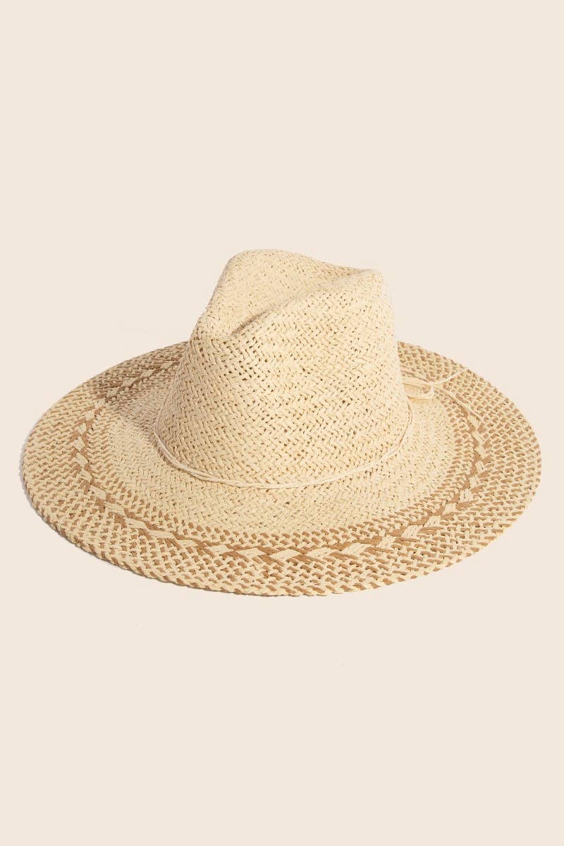 Two Tone Floppy Boho Straw Hat: IVKA