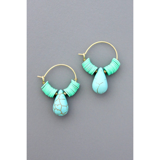 David Aubrey Jewelry - HYLE07 Mint and turquoise hoops