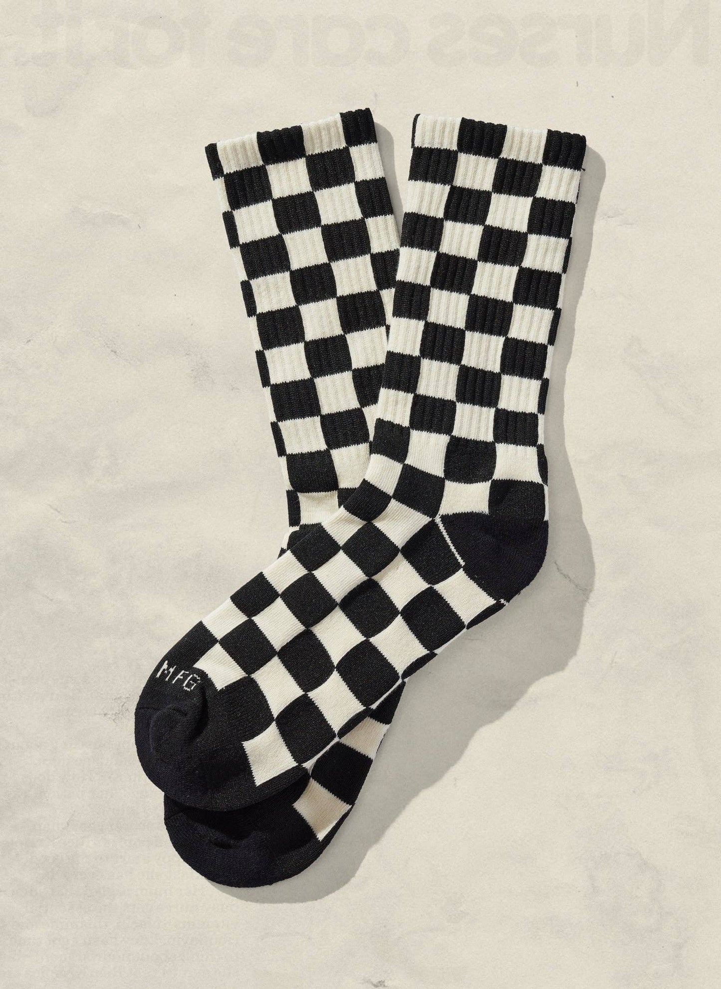 WELD Mfg. - Checkerboard Crew Socks: Slate & Cream