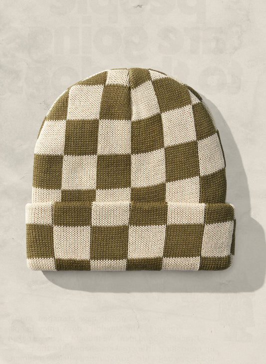 Checkerboard Slacker Beanie: Cactus