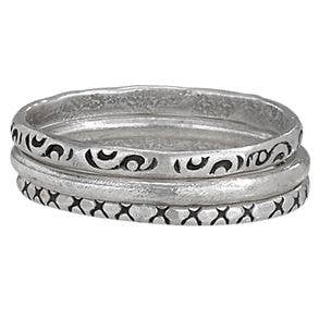 Tiger Mountain Jewelry - Two Sides To Every Story Sterling Silver Stacking Ring Set: 7