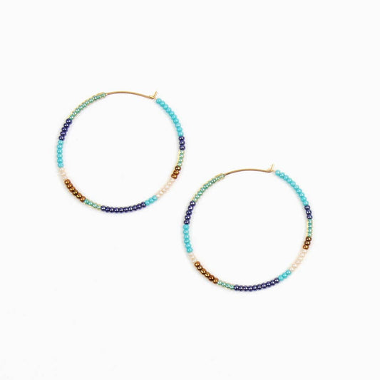 Altiplano - Beaded Hoop Earrings: Turquoise Sand