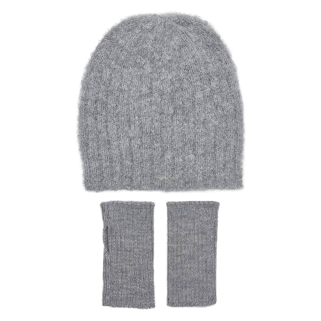 Gray Loop Knit Alpaca Beanie Hat