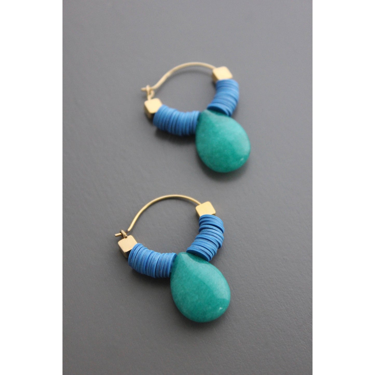 David Aubrey Jewelry - EMIE08 Blue hoop earrings
