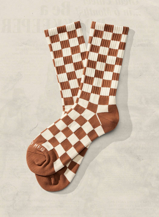 Checkerboard Socks (+6 Colors): Dune & Cream