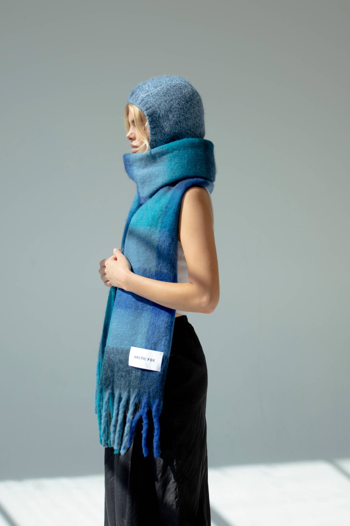 Arctic Fox & Co. - North America - The Reykjavik Scarf - 100% Recycled - Blue Check - FW26