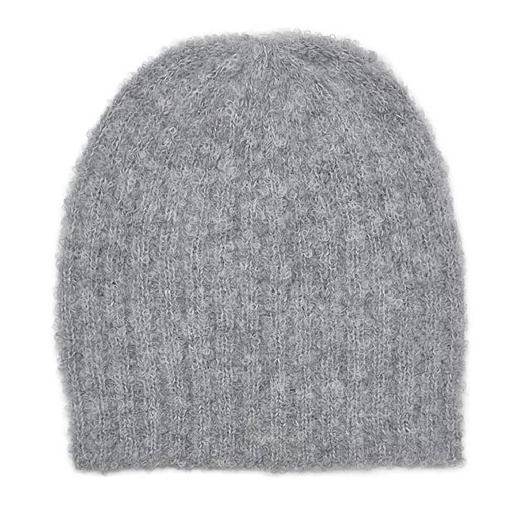 Gray Loop Knit Alpaca Beanie Hat