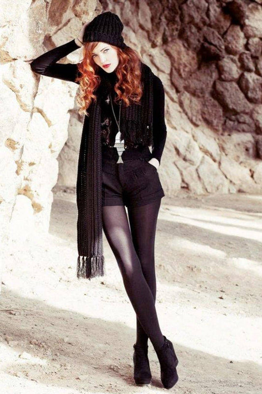 OPAQUE ZOKKI COLORED TIGHTS: Black / Tall/ Large- Plus
