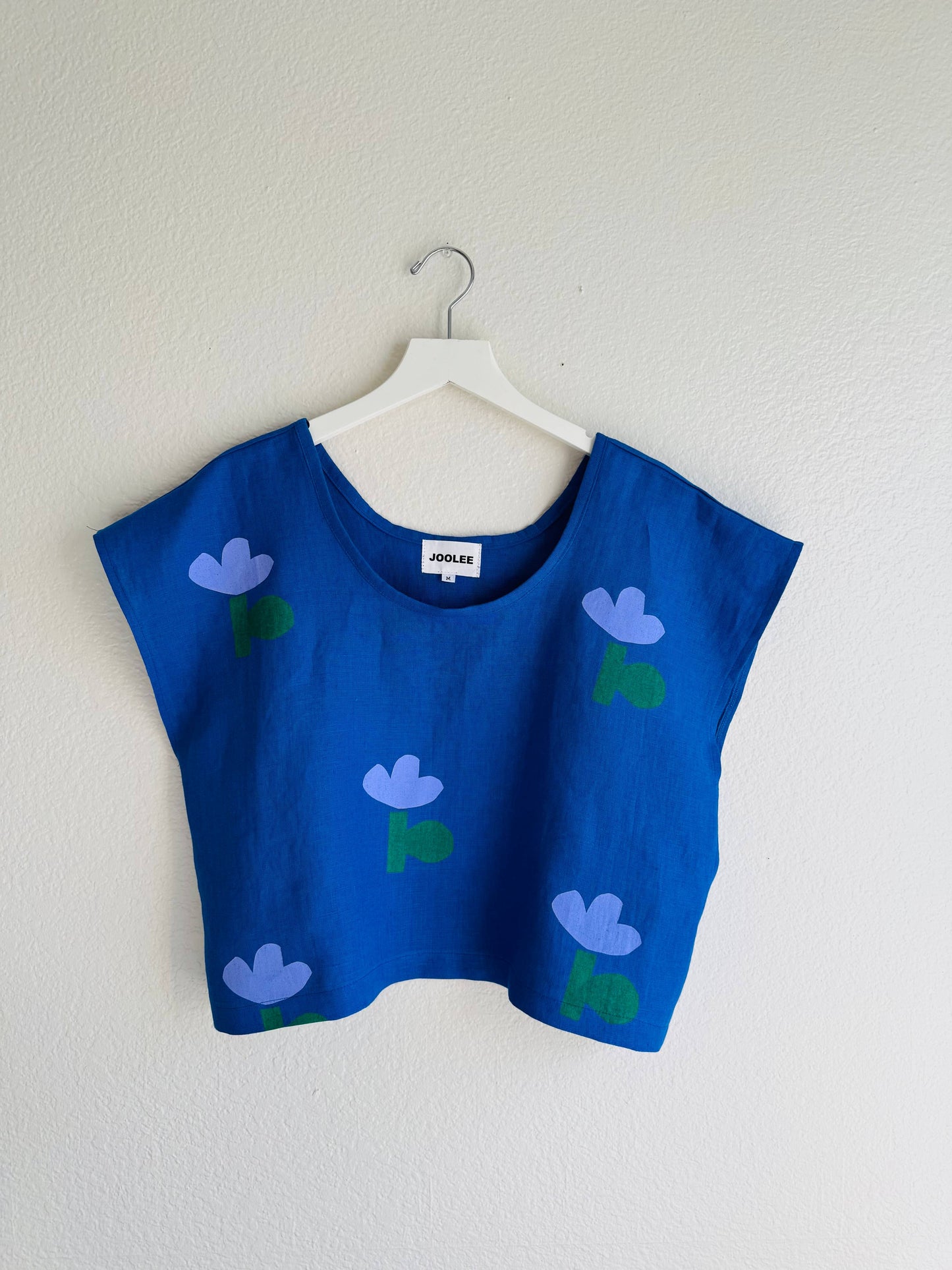 Joolee - Blue flower linen top : S