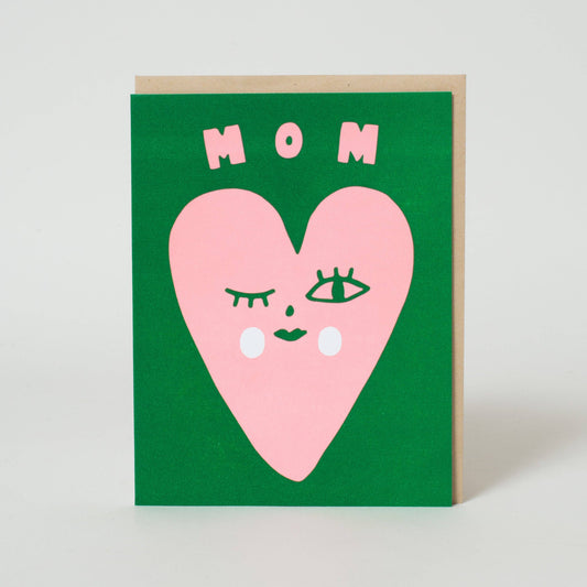 Egg Press Manufacturing - Mom Heart Face Greeting Card by Suzy Ultman: Plastic sleeve