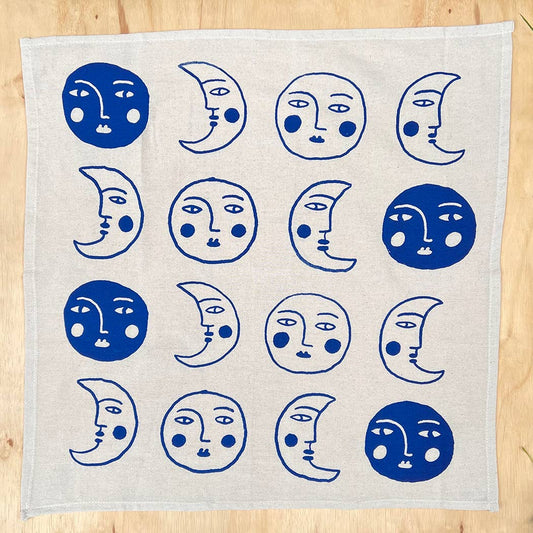 Nice life - Moon tea towel: Blue