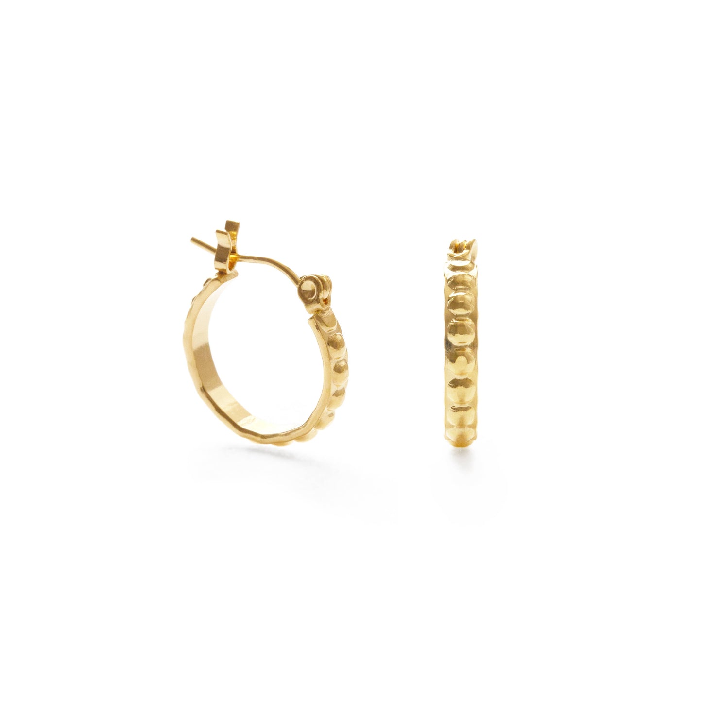 Small Vintage Beaded Hoops: Gold
