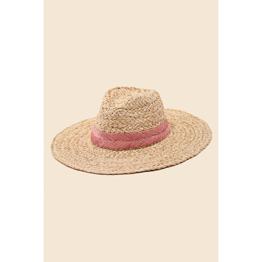 Braided Leaf Strap Straw Hat: SA