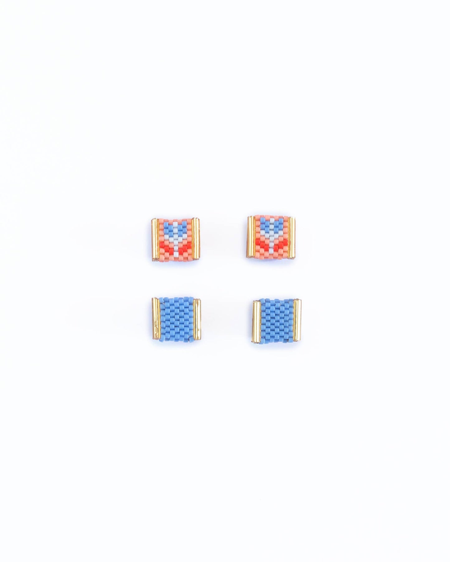 Mayana Designs Co - Beaded Handwoven Tulip Stud Pack (Teal/Rust)