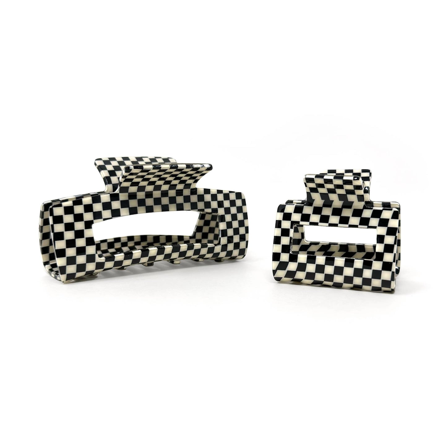 Black Check Hair Claw – Stylish Checkered Hair Accessory | T: Small