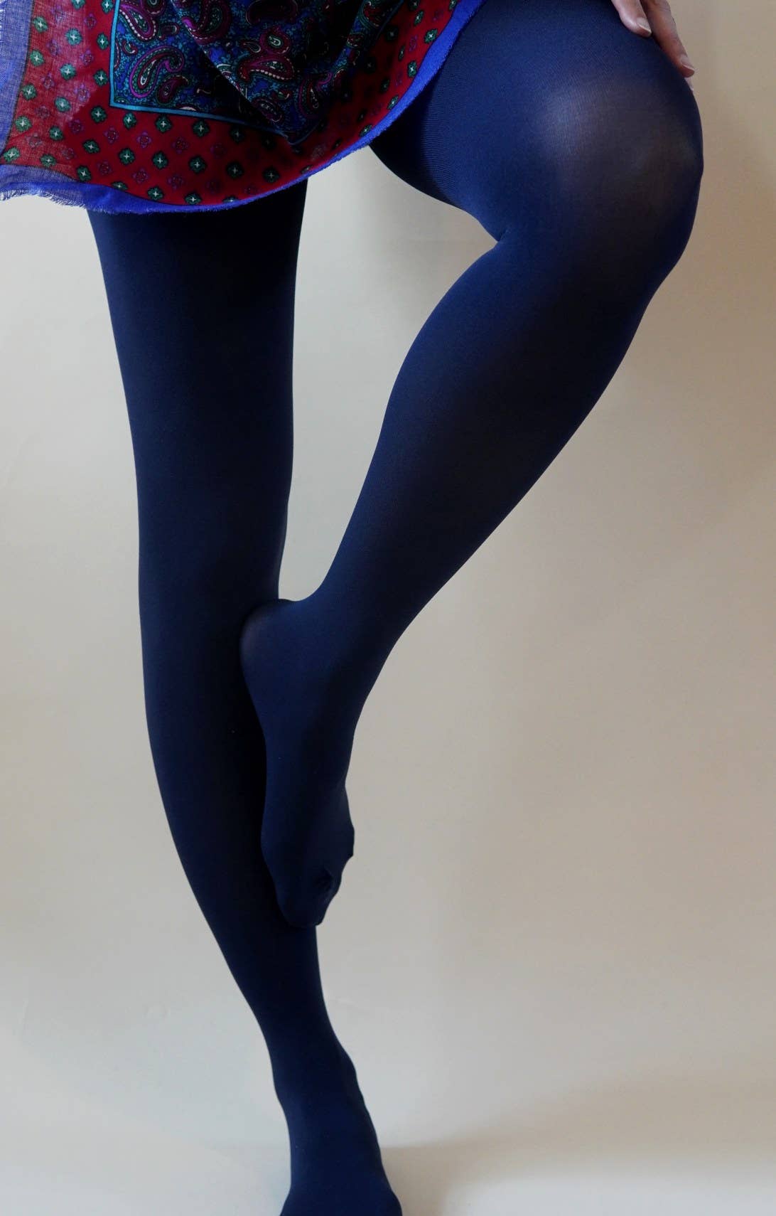 Tabbisocks - OPAQUE ZOKKI COLORED TIGHTS: Steel Blue / Tall/ Large- Plus