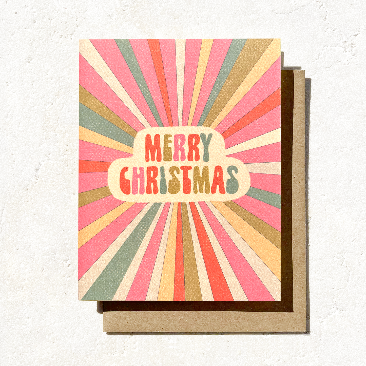 Daydream Prints - Merry Christmas Sunburst - Colorful Retro Christmas Card