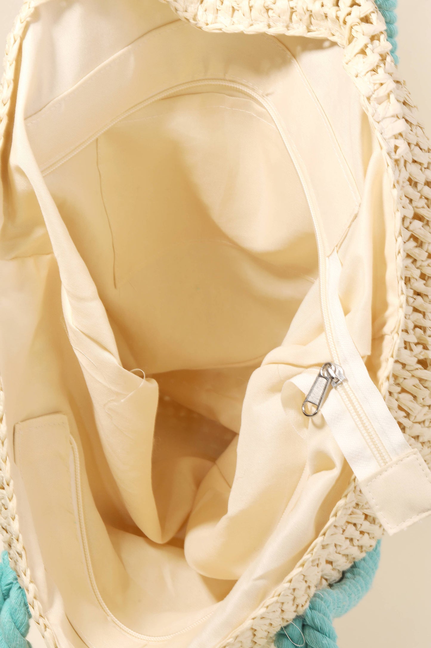 Rope Handle Straw Braided Tote Bag: IV