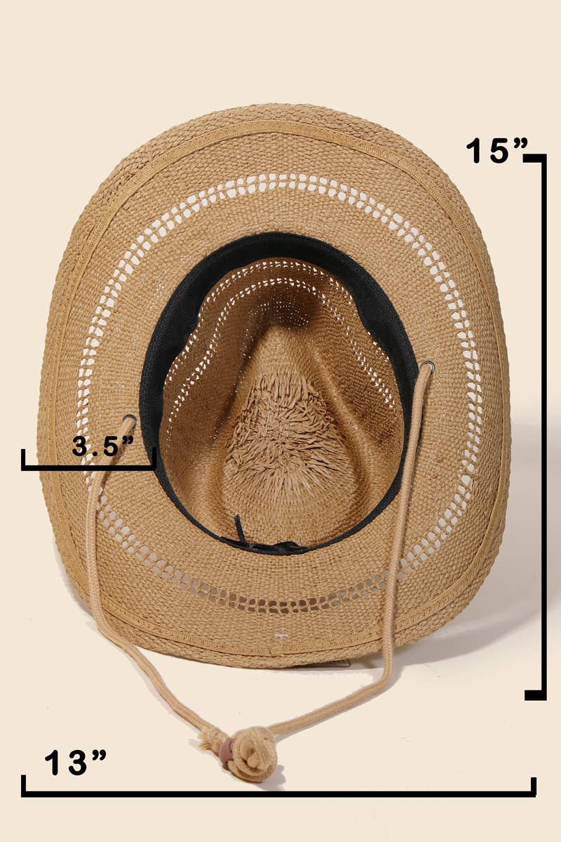 Straw Weave Western Cowboy Hat: KA