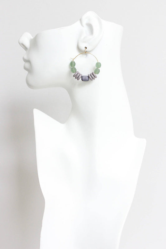 LEXE07 Purple and seafoam hoop earrings