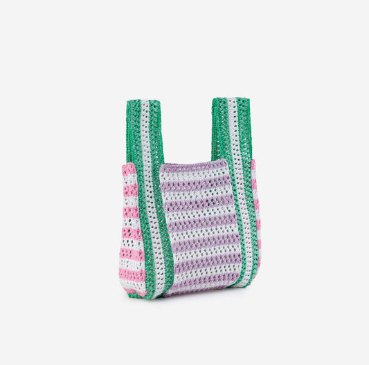 Stripe Mini Raffia Bag: Kelly Lilac