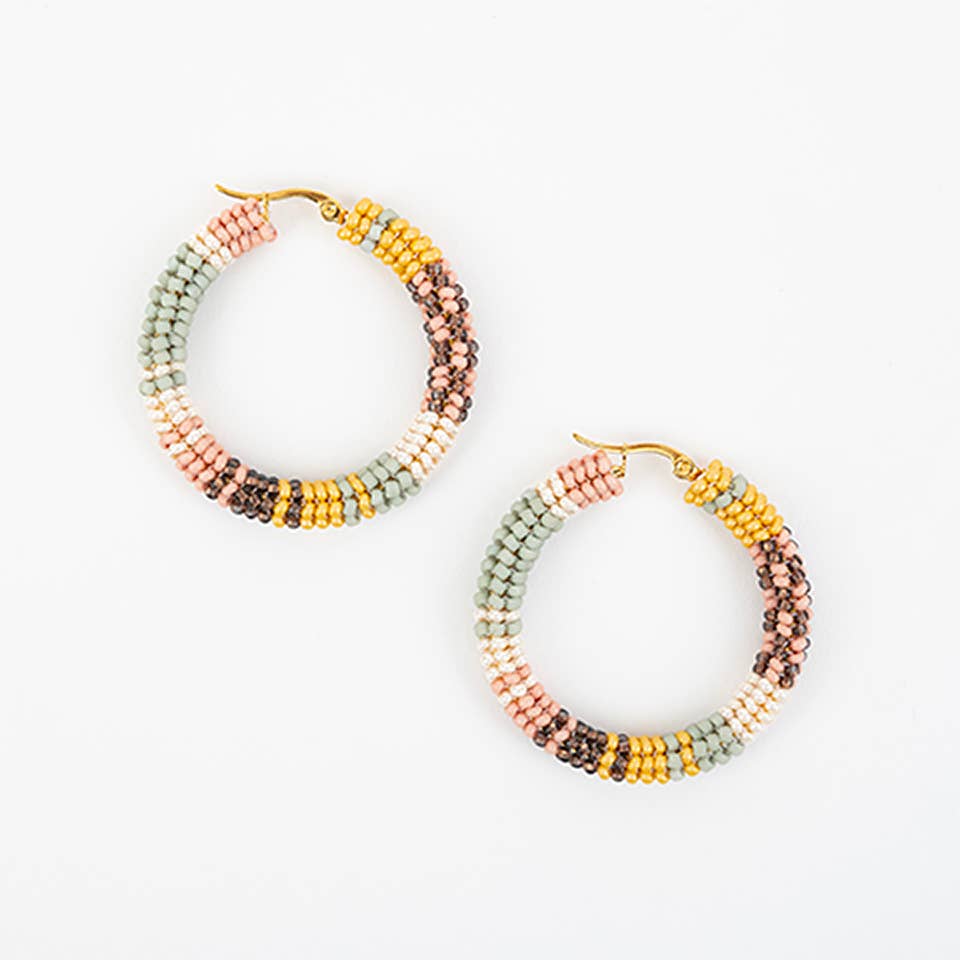 Altiplano - Patchwork Hoop Earrings: Retro Red