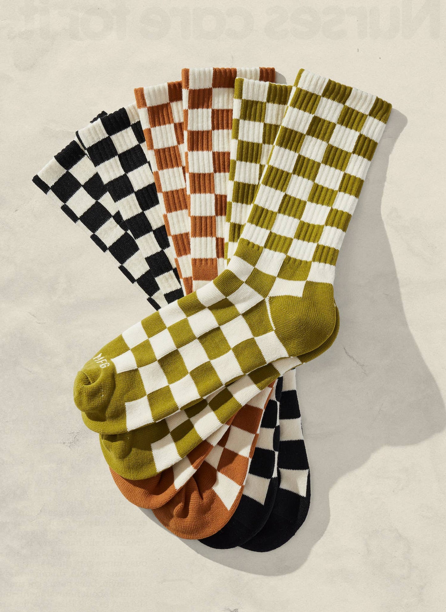 Checkerboard Socks (+6 Colors): Dune & Cream