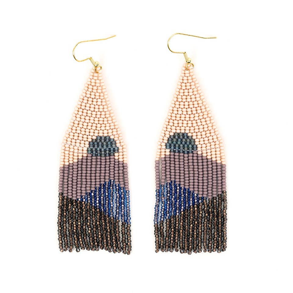 Vista Beaded Fringe Earring: Multi bronze