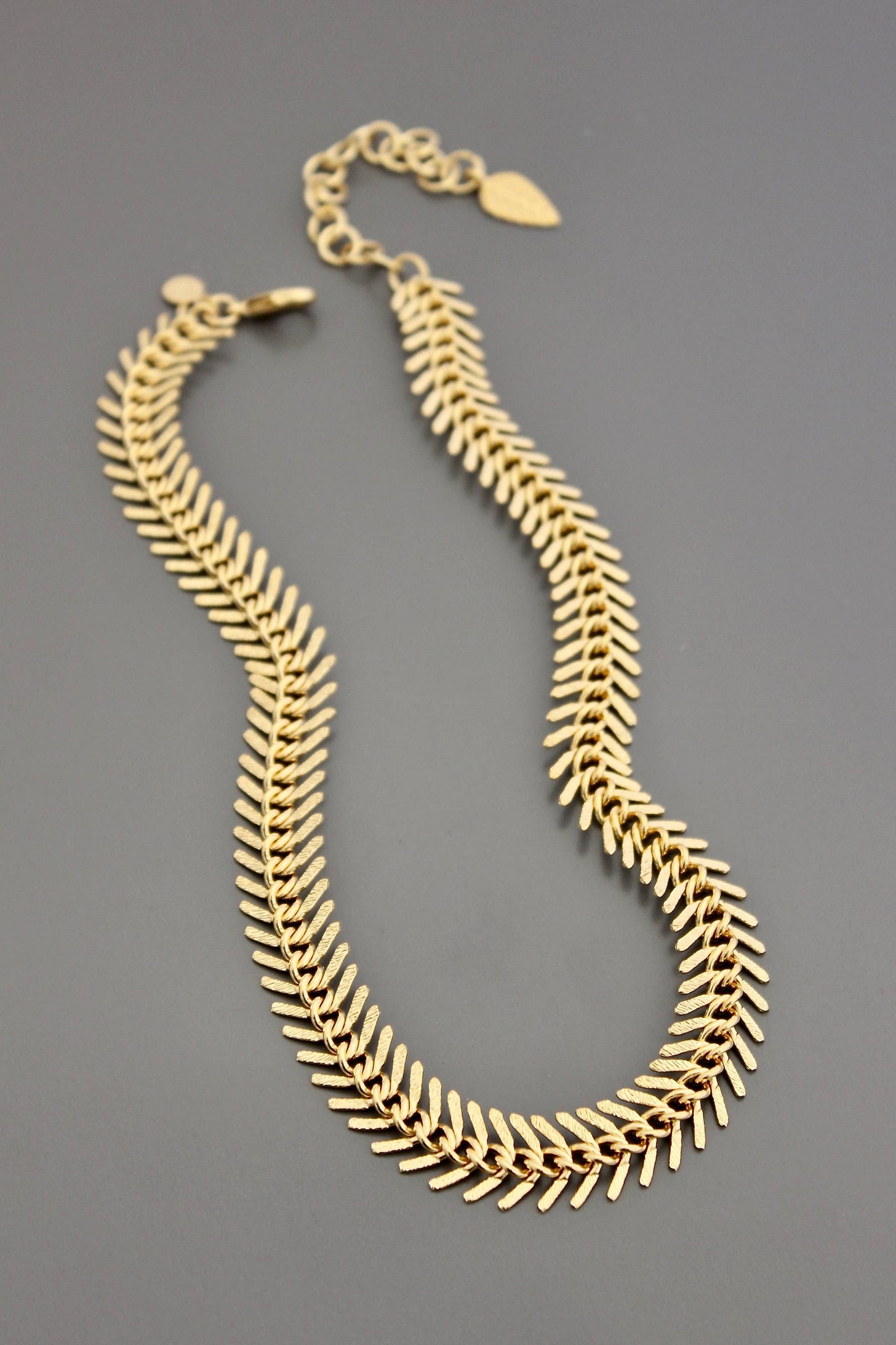 David Aubrey Jewelry - DOR215 Gold Chain Fish Bone Necklace