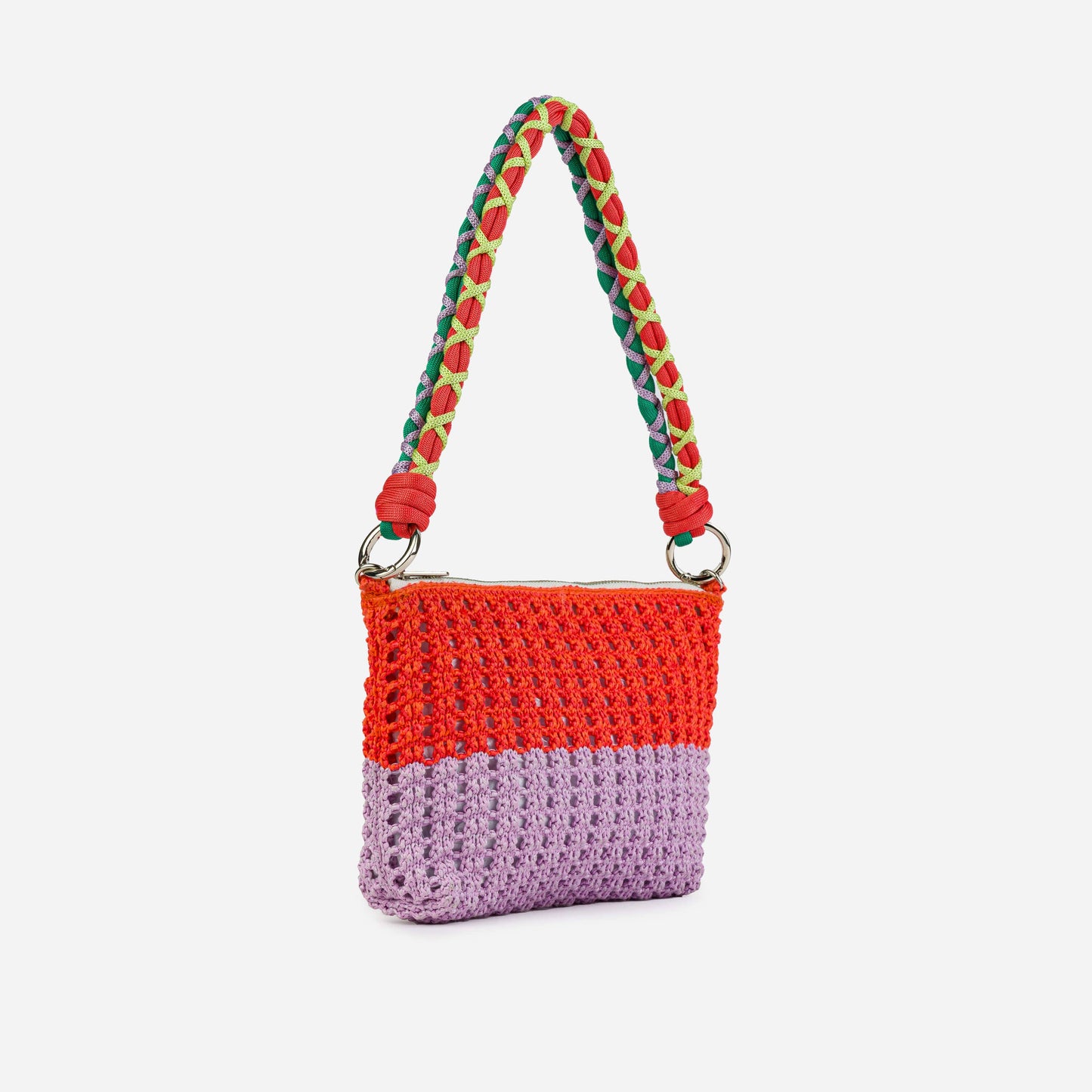 VERLOOP | knits - Colorblock Raffia Zip Bag: Poppy Lilac