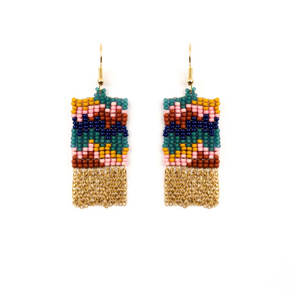 Rhythm Fringe Earrings: Peacock