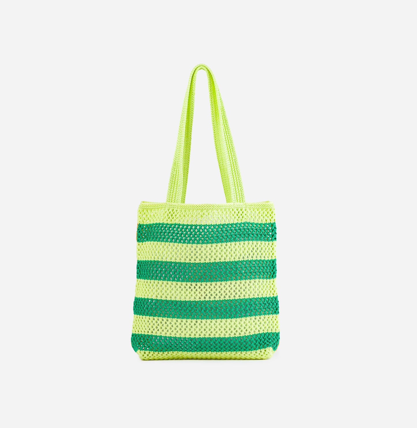 VERLOOP | knits - Stripe Raffia Tote: Lime Green