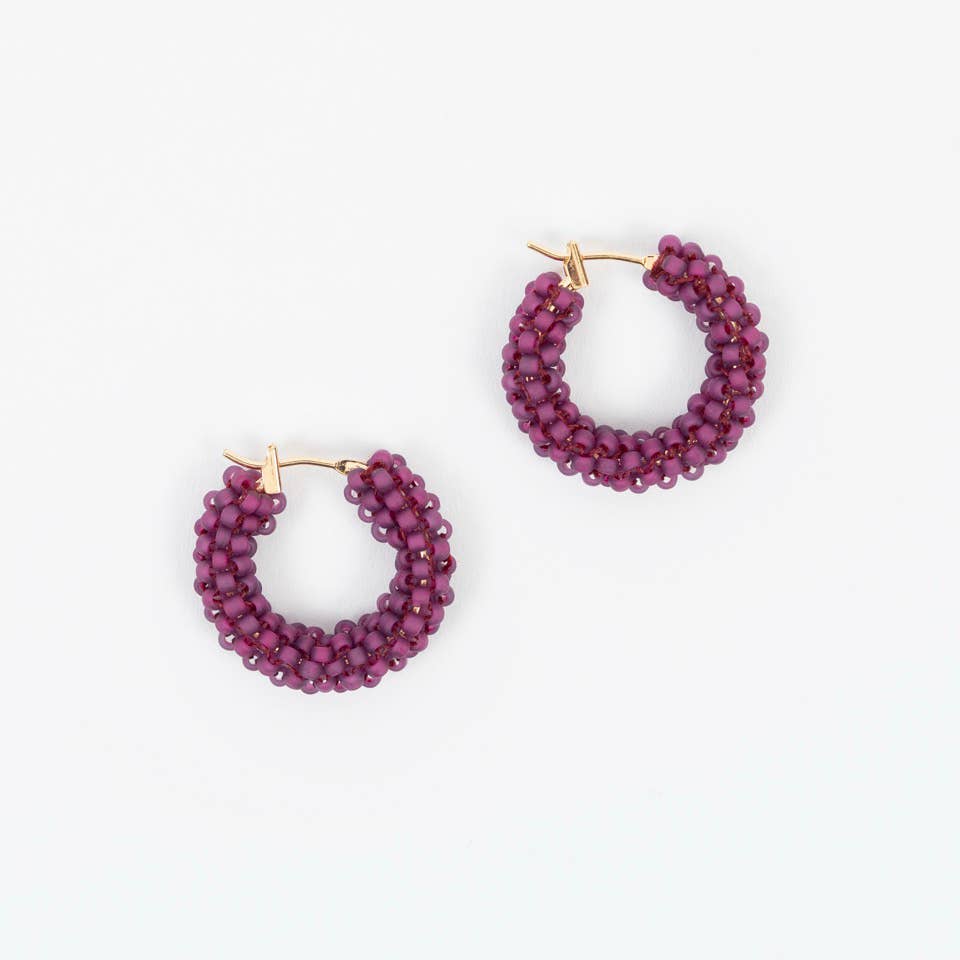 Altiplano - Pop of Color Beaded Hoop Earring: Purple