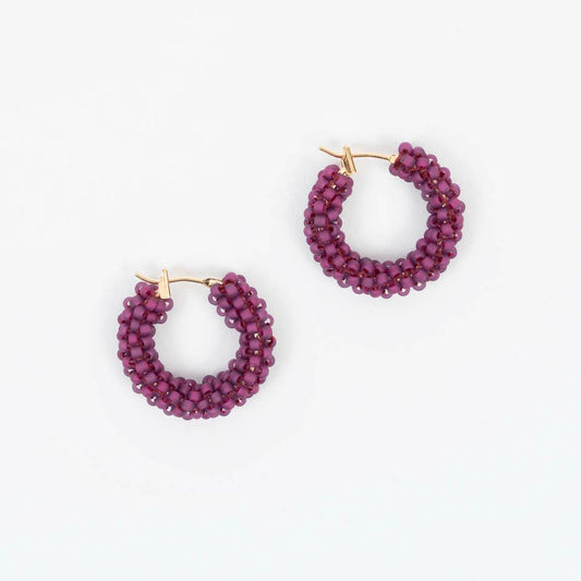 Altiplano - Pop of Color Beaded Hoop Earring: Purple