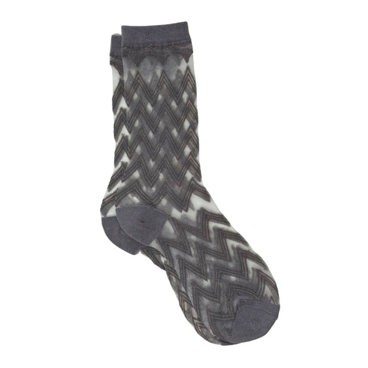 Sheer Mesh Zig Zag Gertrud Socks – Lightweight & Stylish: Grey