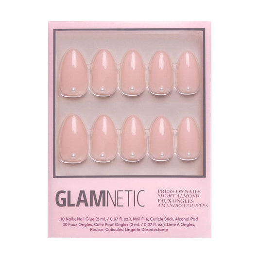 Wifey Press-On Nails | Short Almond Nude Pearl Bridal Nails