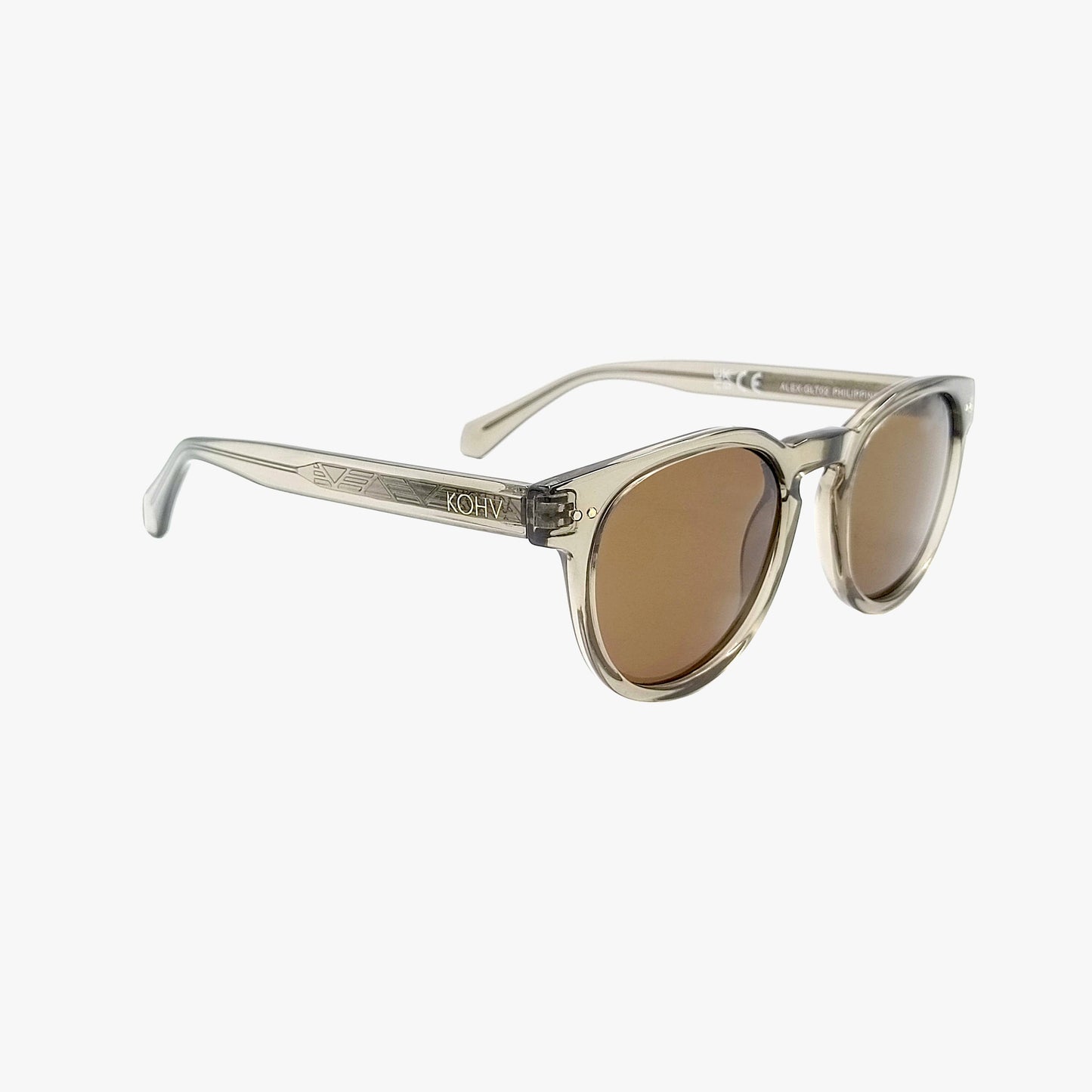 Kohv Eyewear - ALEX CRYSTAL TAUPE Polarized Round Fashion Sunglasses