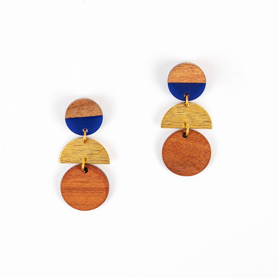 Altiplano - Wood Disc Stack Earrings: Cream