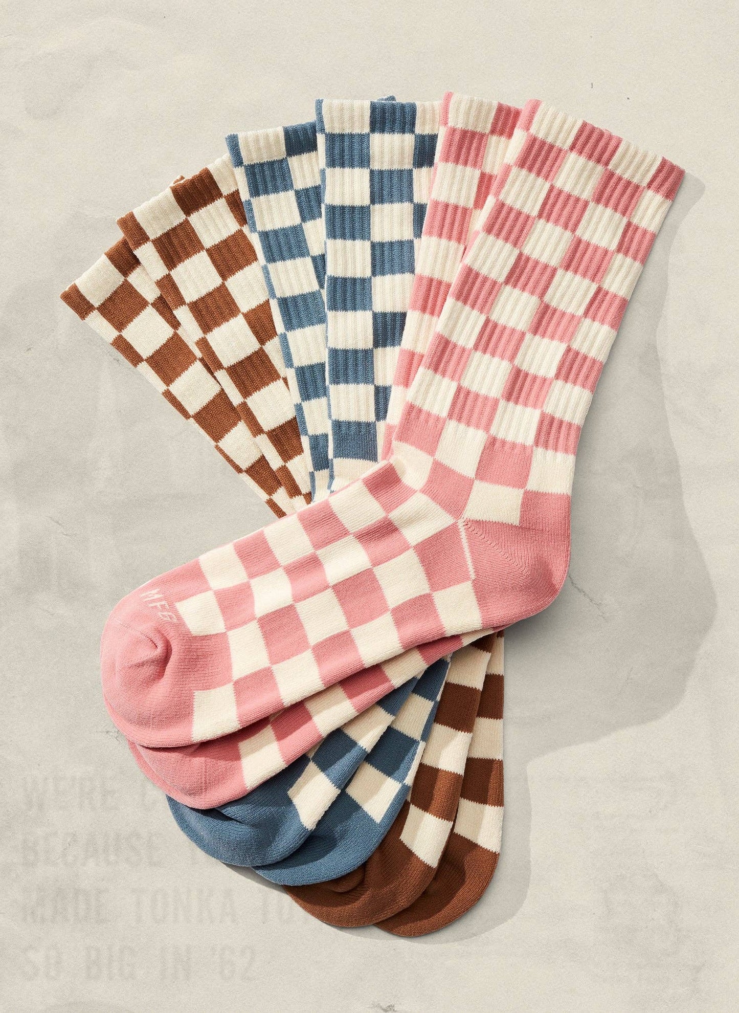 WELD Mfg. - Checkerboard Crew Socks: Slate & Cream