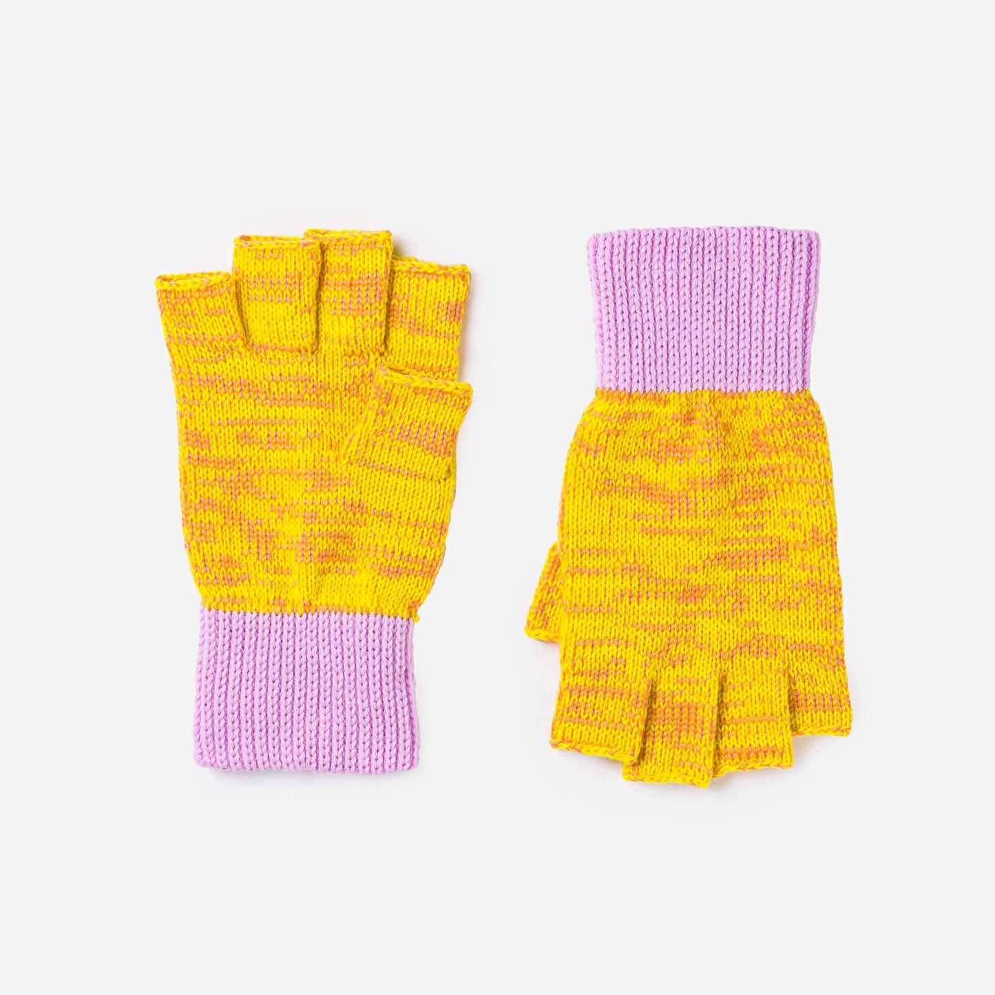 VERLOOP | knits - Colorblock Fingerless Gloves: Yellow Pink