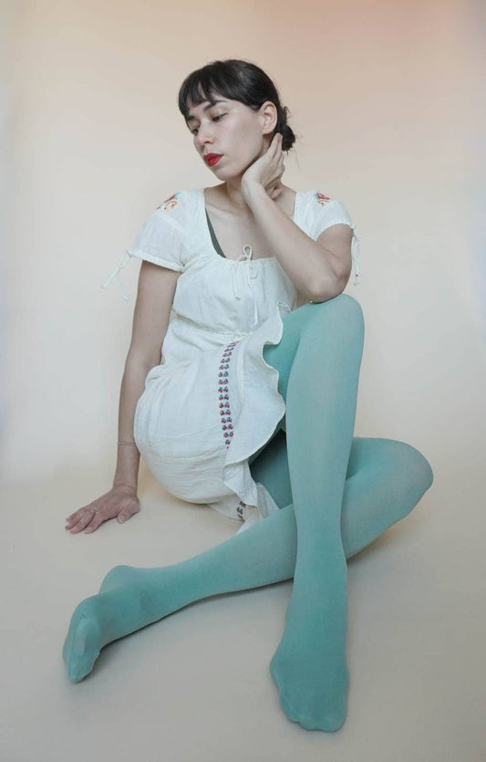 OPAQUE ZOKKI COLORED TIGHTS: Dusty Mint Green / Small to Medium