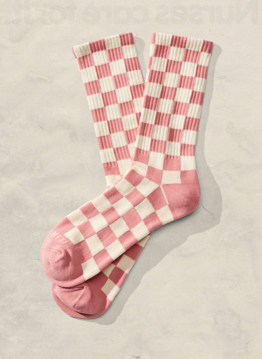 Checkerboard Socks (+6 Colors): Blush & Cream