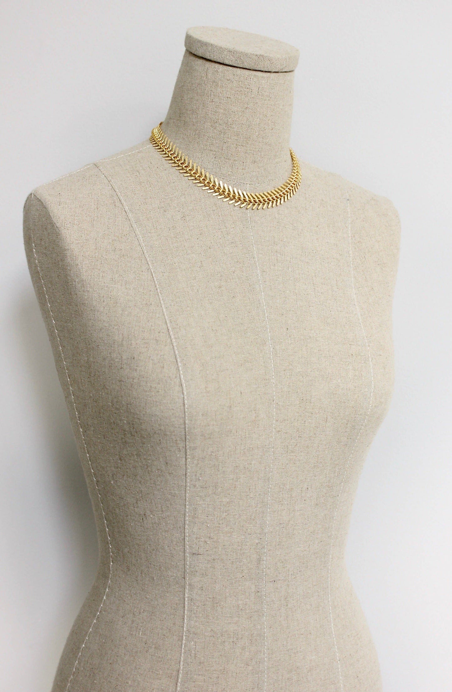 David Aubrey Jewelry - DOR215 Gold Chain Fish Bone Necklace