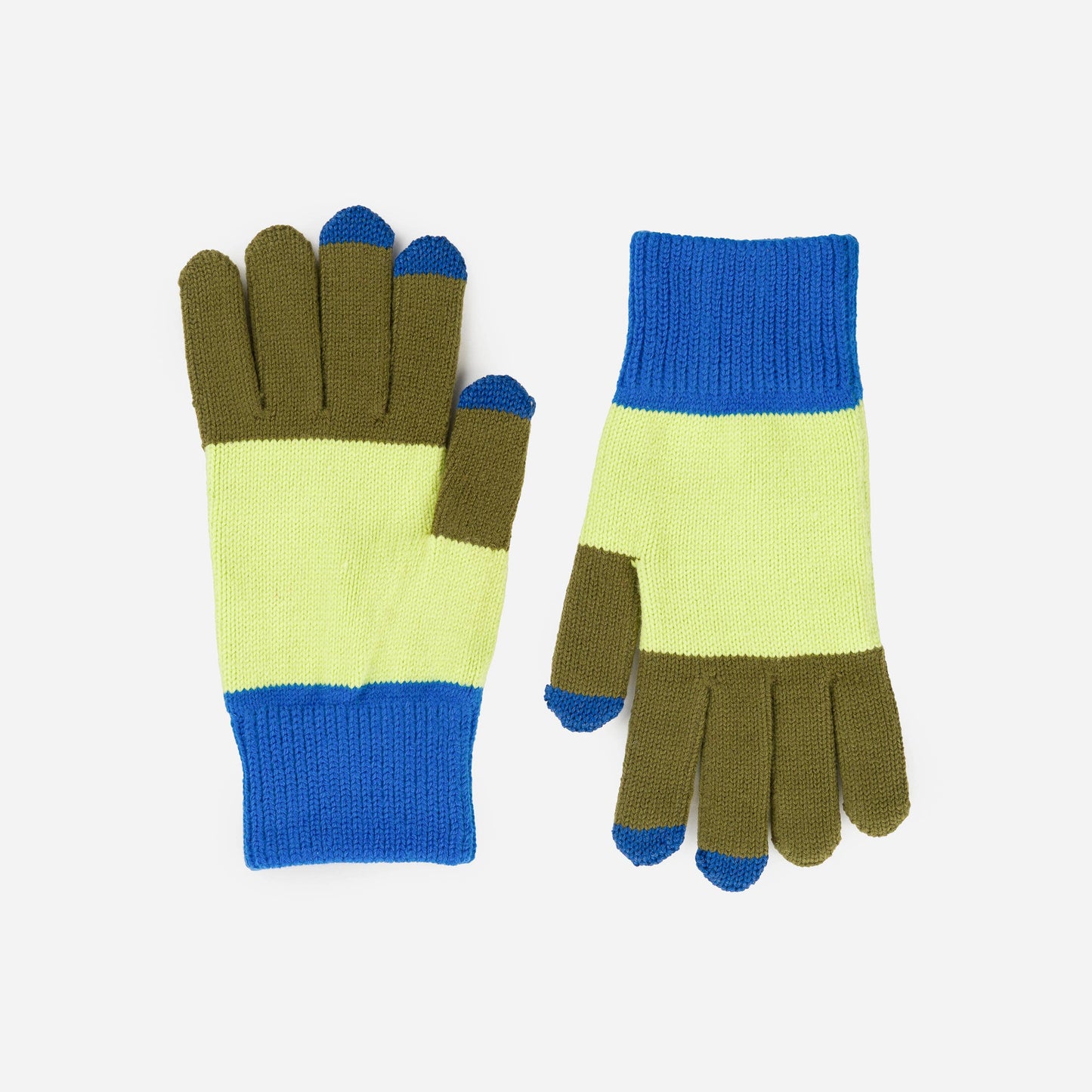 VERLOOP | knits - Trio Colorblock Knit Touchscreen Gloves: Green Pink