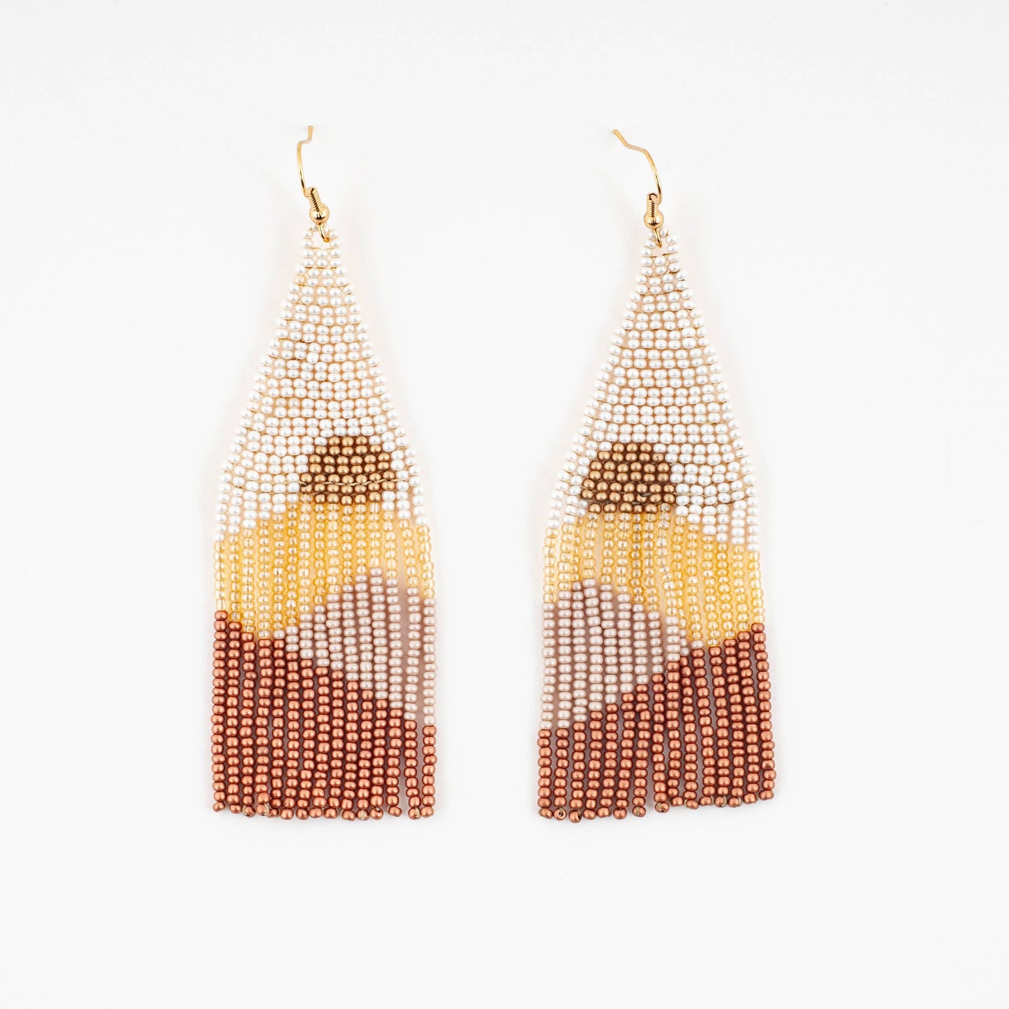 Vista Beaded Fringe Earring: Multi bronze