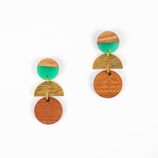 Altiplano - Wood Disc Stack Earrings: Jade